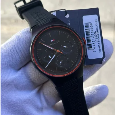 Tommy Hilfiger Black Dial Black Colour Silicone Strap Watch for Men